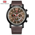 MINI FOCUS 0086 Chronograph Watch Military Sports Watches Men Wristwatches Quartz Movement Leather Relogio Masculino